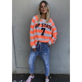 Hammill & Co  Up State 7 cotton sweater  - neon orange
