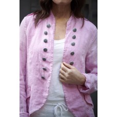  Italian Star Military Style Linen Jacket - Pink