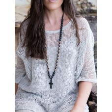 Beaded necklace with black cross - sustainable jewellery