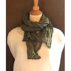 Linseed Designs - Khaki - hand loomed linen gauze scarf 