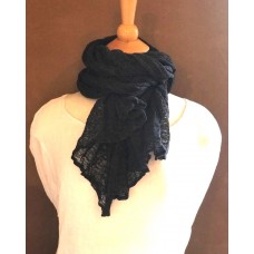 Linseed Designs - Black - hand loomed linen gauze scarf 