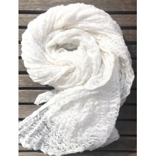 Linseed Designs - White - hand loomed linen gauze scarf 