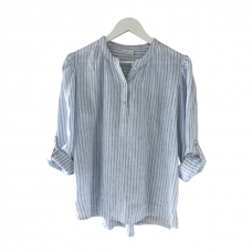 Linseed Designs linen shirt - Vera  - White/blue pin stripe
