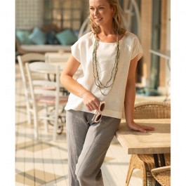 Linseed Designs 3/4 length linen pants - grey